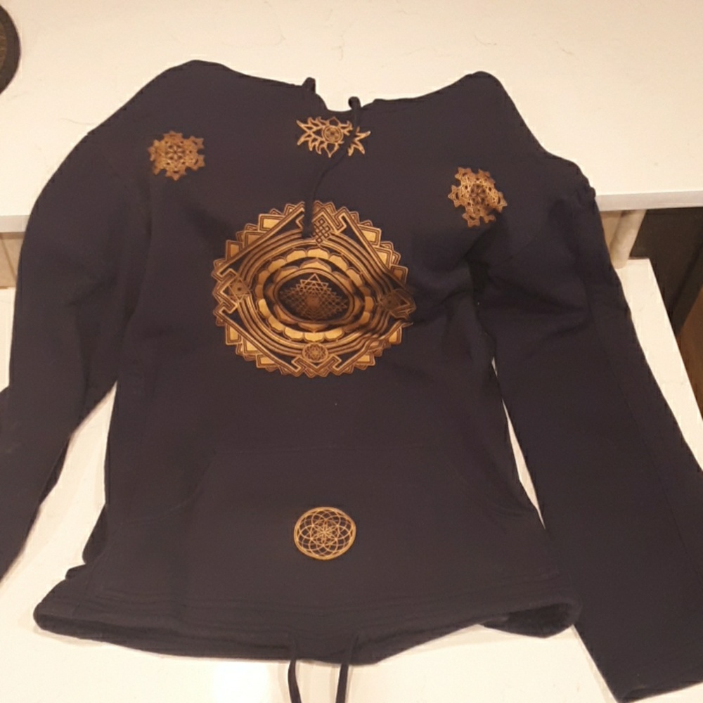 Rare 1 of a kind hoodie w real gold in the design. Large